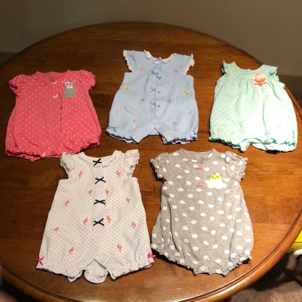 NWOT 3m baby girl summer rompers lot